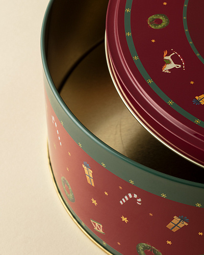 Круглая металлическая коробка Bonni с крышкой 24x24x10 см, металл