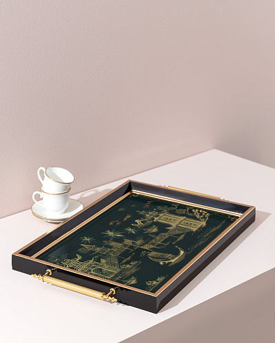 Поднос Maureen 46x31x7 см. - черный / зеленый