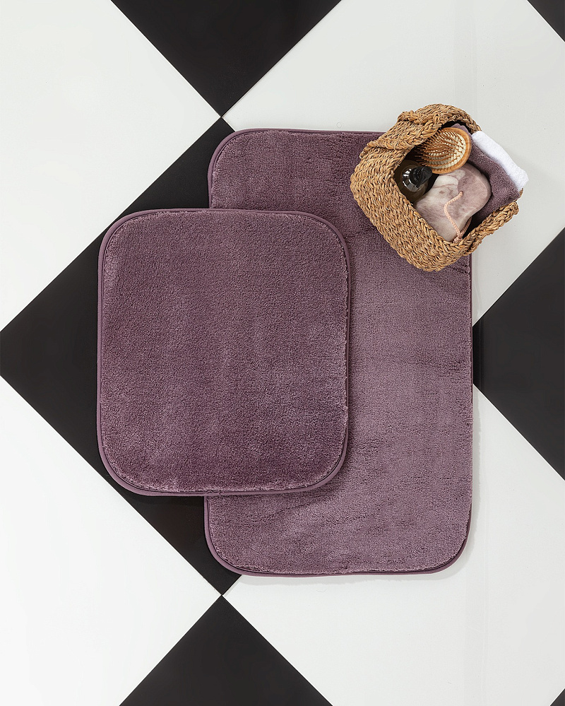 Комплект из 2 ковриков для ванной Carol 50x80см и 45x50см - темно-сливовый