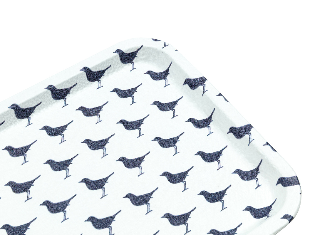 Прямоугольный поднос Rêve Bleu Oiseau 31x21x2 см. - белый / синий