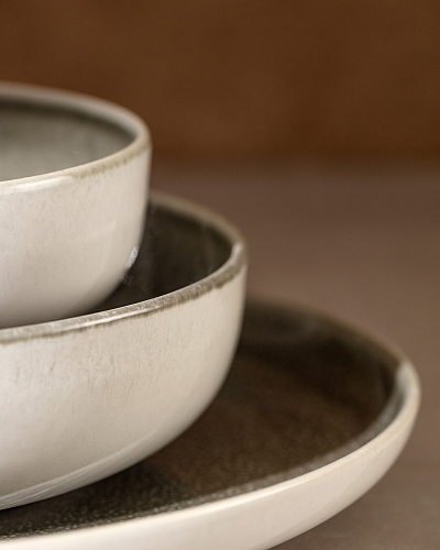 Столовый сервиз Madelyn Rea из 24 шт. - белый / серый