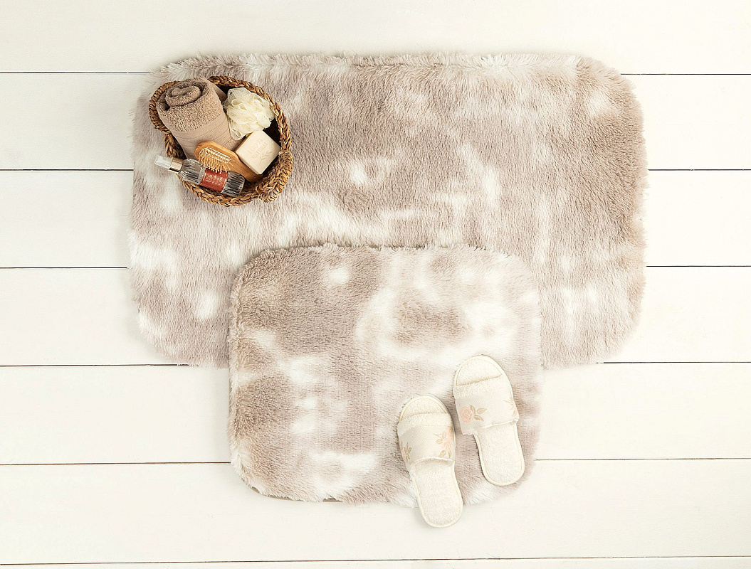 Комплект из 2 ковриков для ванной Damien: 50x80см и 45x50см - белый/бежевый