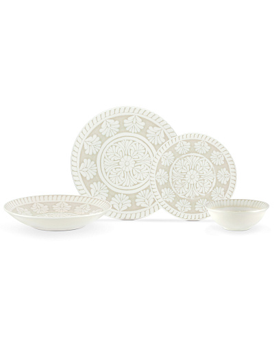 Столовый сервиз Relief из 24 шт. - белый / бежевый