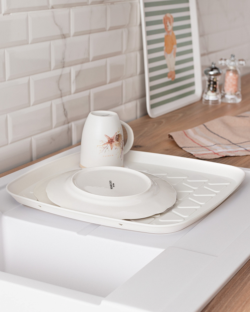 Поднос для сушки посуды Emmy 35,8x35x2,5 см. - экрю