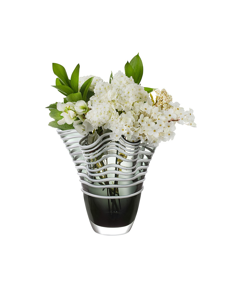 Ваза стеклянная ручной работы Honfleur 19х19см - антрацитовый (темно-серый)