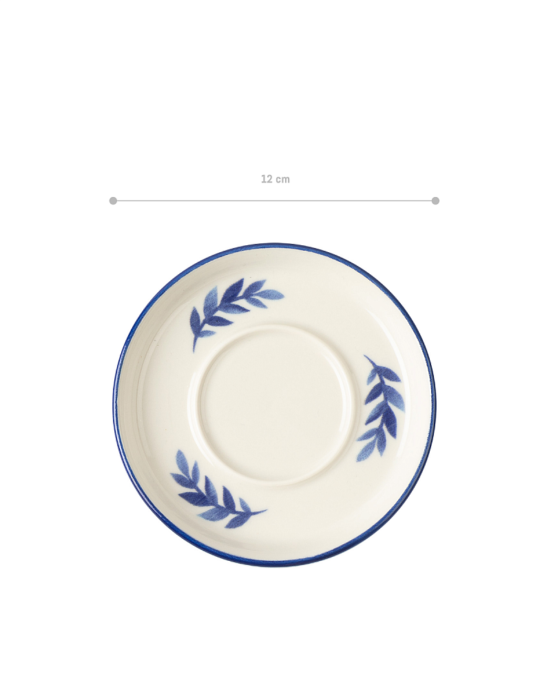 Набор фарфоровых чайных блюдец Grand Feuille из 6 шт., 12x12 см - синий