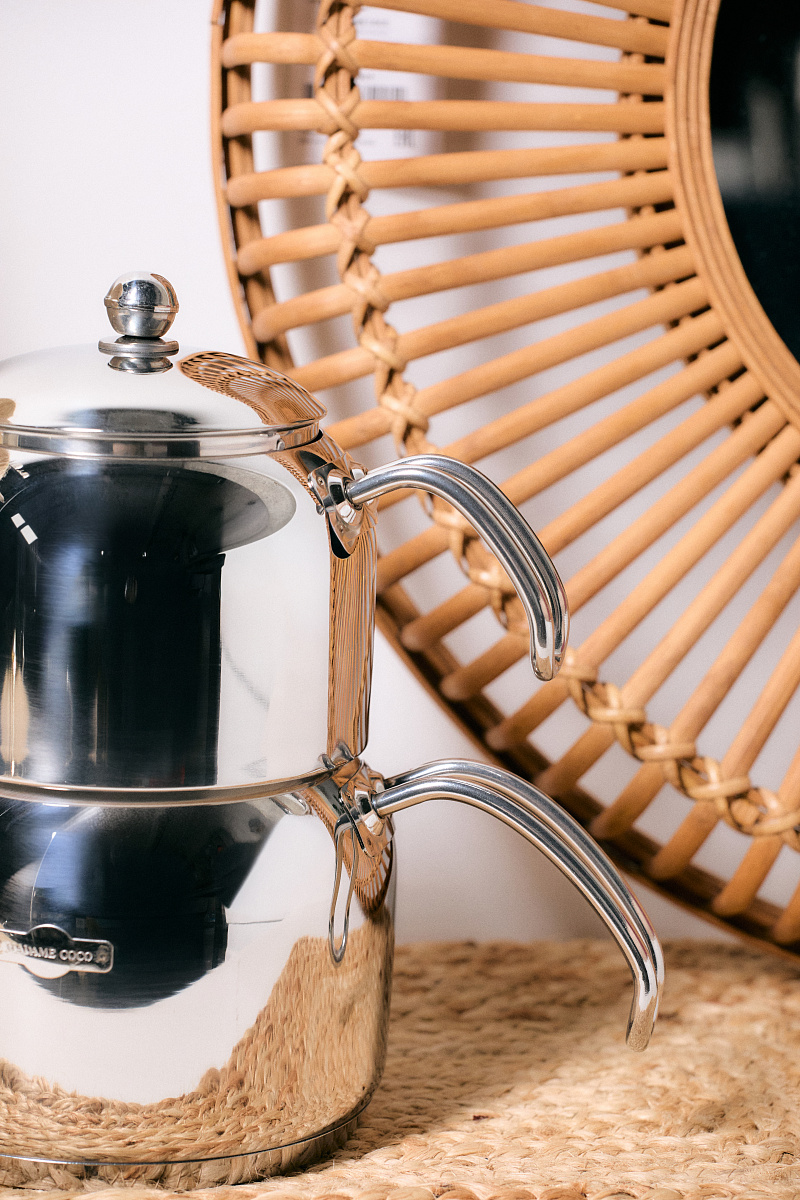 Турецкий двойной чайник Azura 1500+2000 мл. - серебристый