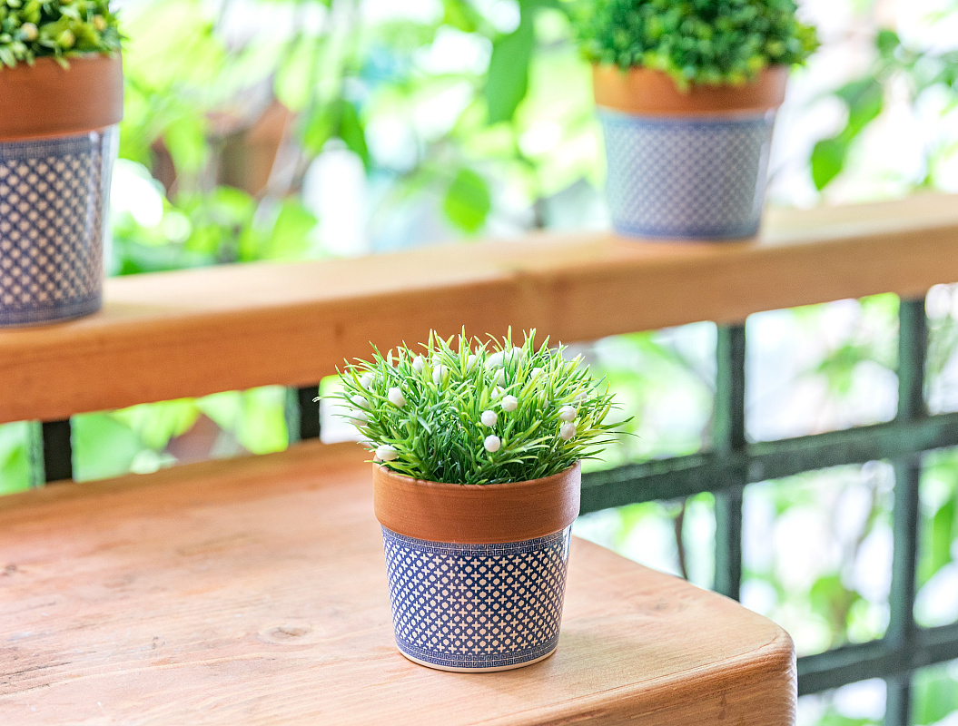 Кашпо Emilo 6,5x6,5x7 см. - белый / синий