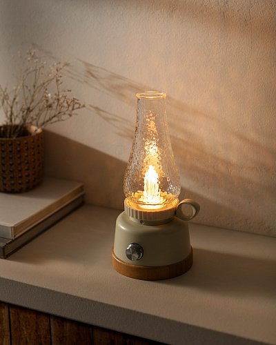 Настольная лампа Jada Touch 12,8x28 см, - пластик, бамбук, стекло