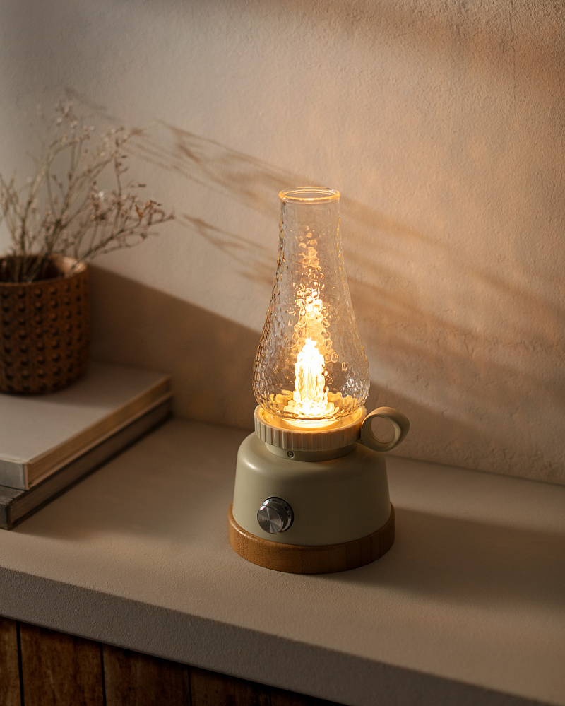 Настольная лампа Jada Touch 12,8x28 см, - пластик, бамбук, стекло