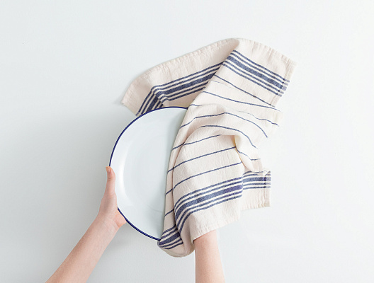 Полотенце кухонное Linda 40x60см - экрю/темно-синий