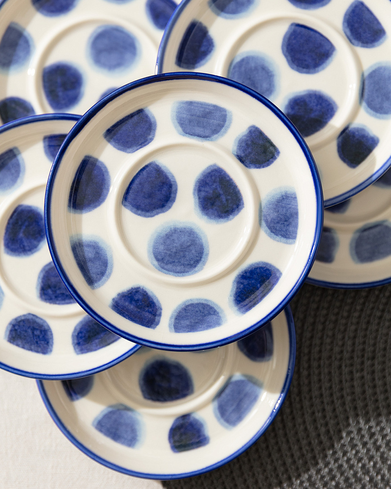 Набор фарфоровых чайных блюдец Grand Rond из 6 шт., 12x12 см - синий