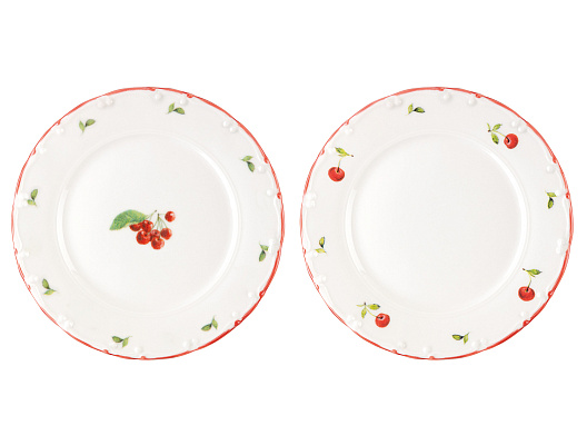 Набор тарелок для десертов из фарфора Cherry из 6 шт., 19 см - белый