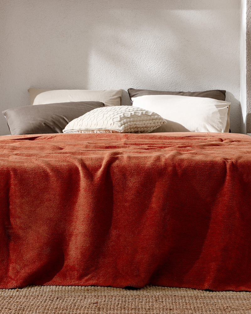 Покрывало полутораспальное Plain 200x220 см. - терракотовый