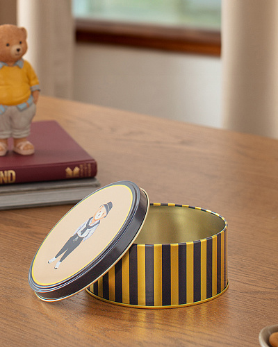 Круглая металлическая коробка Billie 13,3x13,3x6 см. - синяя