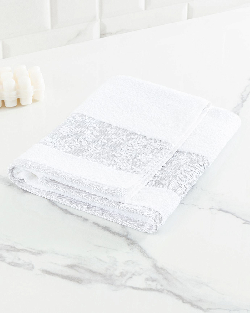 Полотенце для лица Clarita 50x70 см - белое / серое