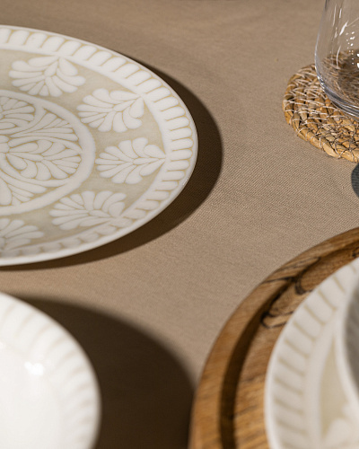 Столовый сервиз Relief из 24 шт. - белый / бежевый