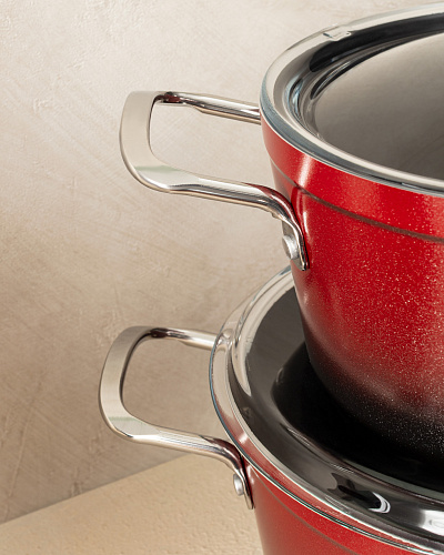 Набор посуды Titanium Professional из 7 шт. - красный