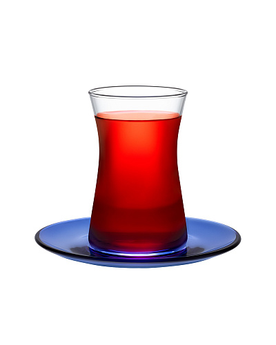 Набор стеклянных чашек и блюдец  Gemma из 6 шт., 170 мл - синий