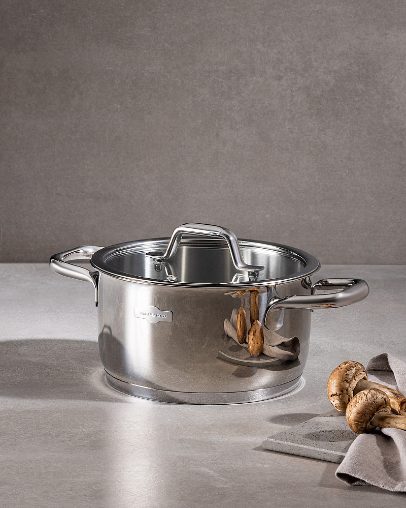 Кастрюля Nova глубокая с крышкой 2400 мл, нержавеющая сталь