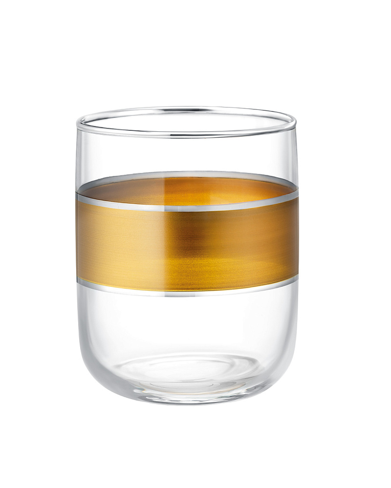 Набор стеклянных стаканов для напитков Musette Heike Gold из 4 шт., 270мл