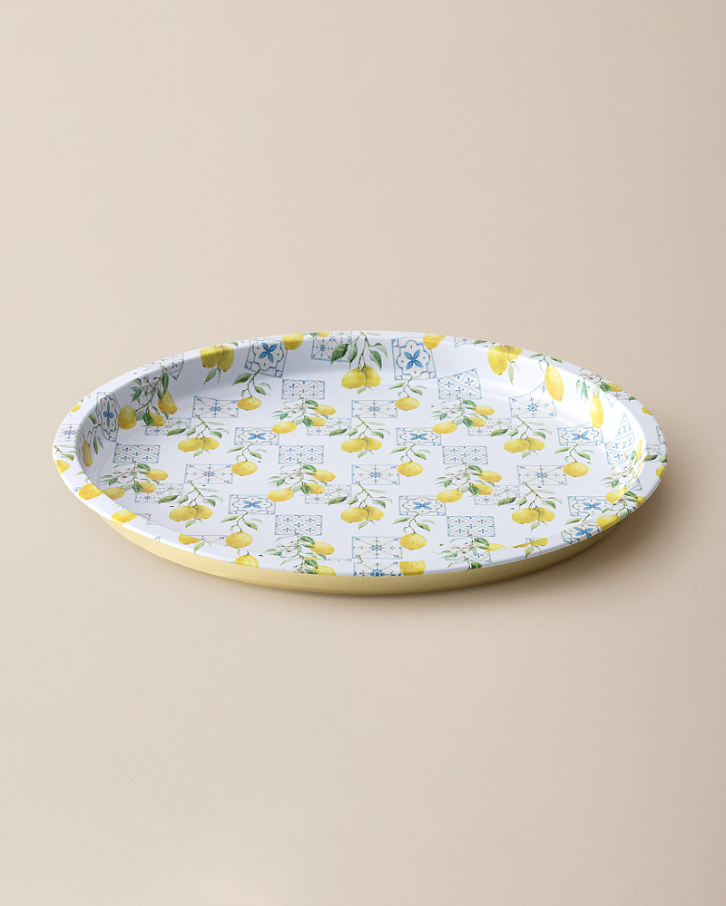 Круглый поднос Monde 35x35x2 см. - желтый / белый