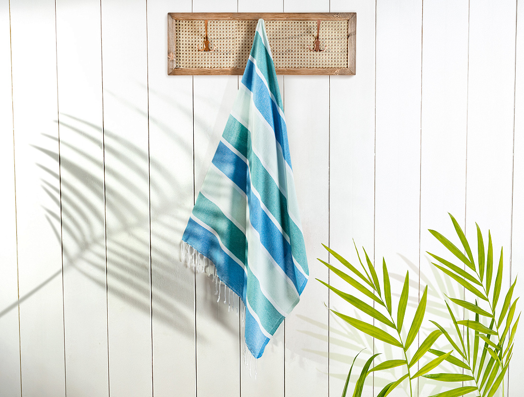 Полотенце Tilda Peshtemal 90x160 см. - синее / зеленое