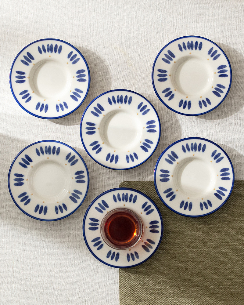 Набор фарфоровых чайных блюдец Luxe Ligne из 6 шт., 13x13 см - синий