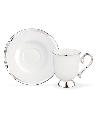 Набор чашек и блюдец Yolande Pecher из 4 шт., 90 мл - серебряный.