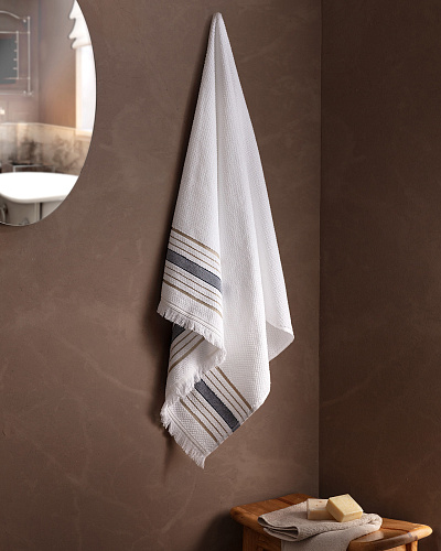 Банное полотенце Annecy 70х140см - белое/бежевое