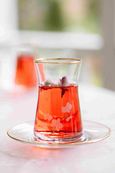 Набор стеклянных чашек и блюдец Gemma Branche D'Amour Gold из 6 шт., 170 мл