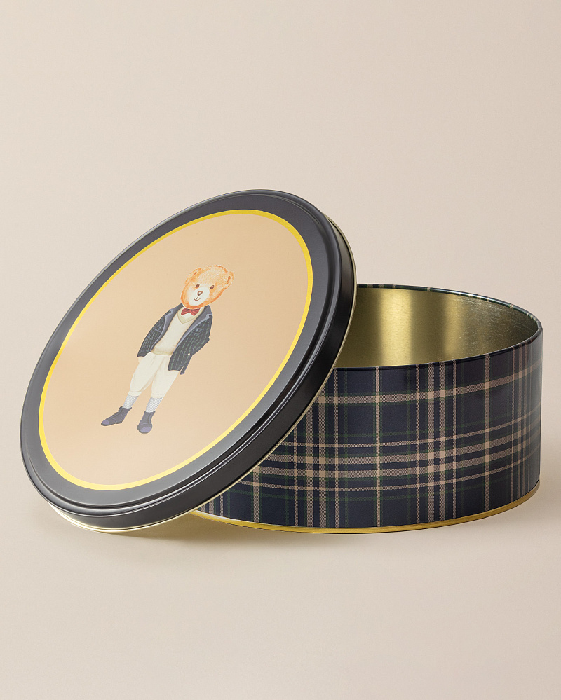 Круглая металлическая коробка Billie 24x24x10 см. - синяя