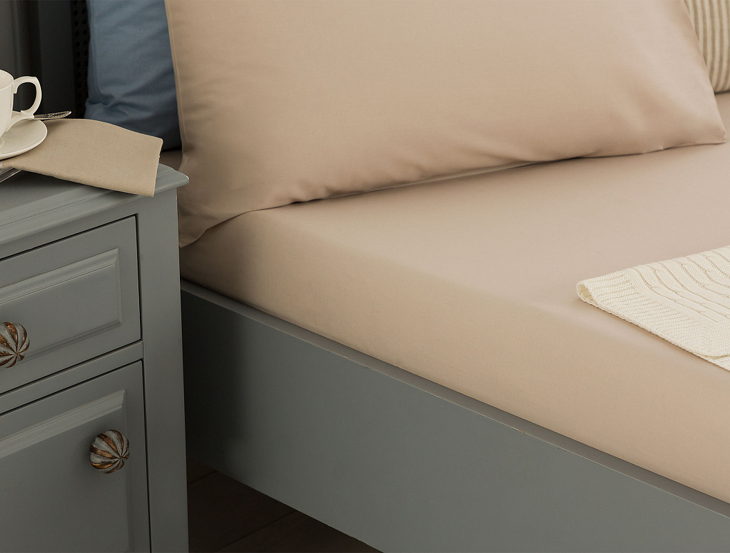 Простыня на резинке односпальная Eloise ранфорс 100x200 см, - хлопок