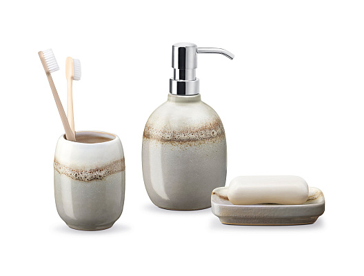 Набор для ванной комнаты Algie из 3 шт. - кремовый / серый