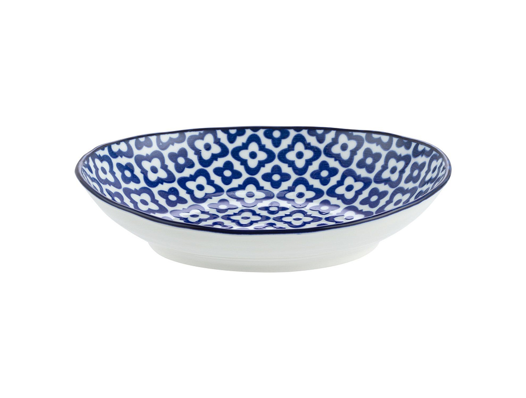 Овальная фарфоровая тарелка Rêve Bleu Tuyau 19,5x16,5см - синий