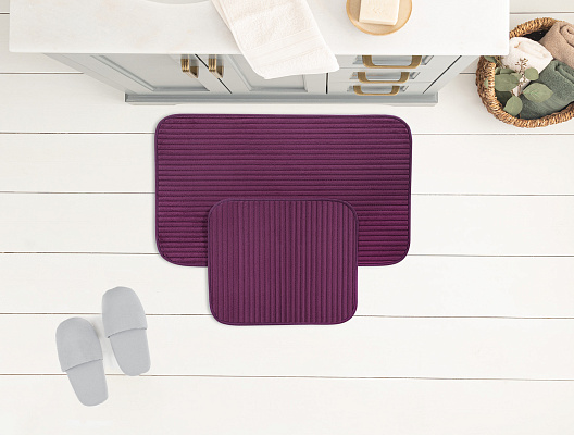 Набор коврик для ванной Mathilda из 2 шт., 50x80 - 45x50 см. - темно-сливовый