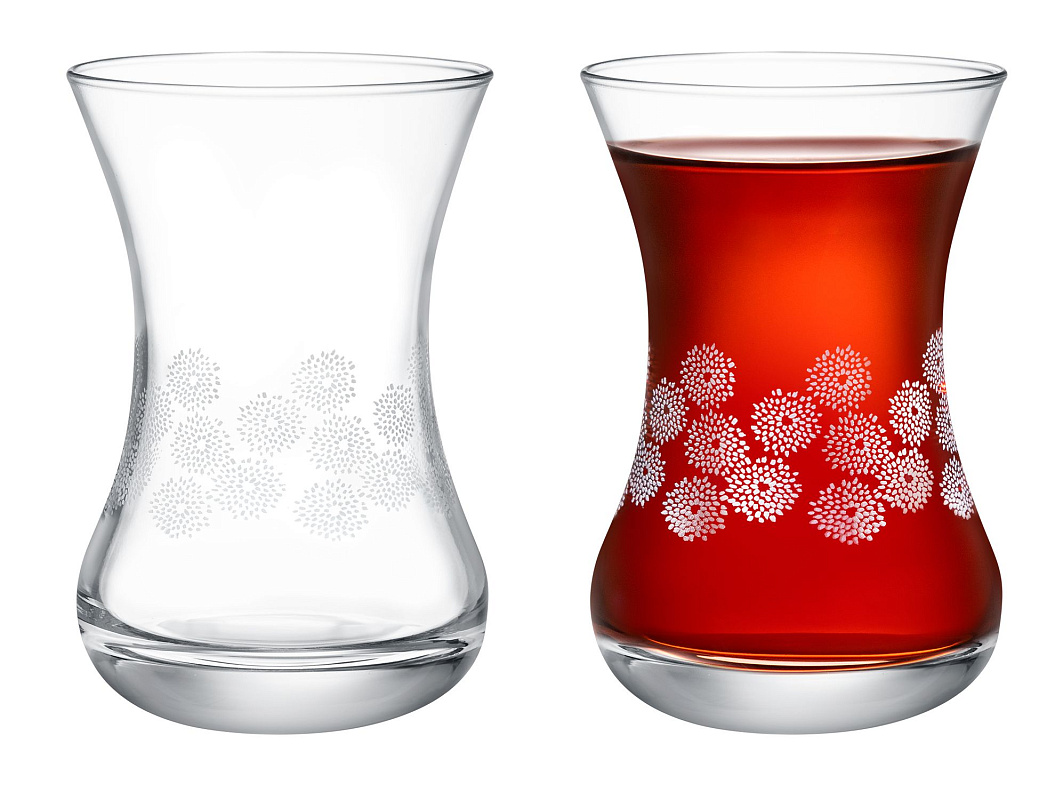 Набор стеклянных чашек  Lavem-White Flowers из 6 шт., 155 мл