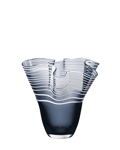 Стеклянная ваза ручной работы Honfleur 32x30 см. - синяя