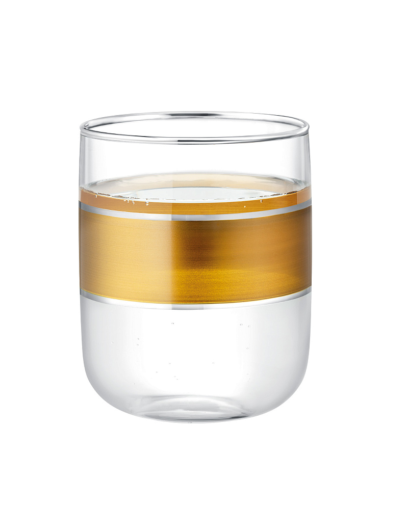 Набор стеклянных стаканов для напитков Musette Heike Gold из 4 шт., 270мл