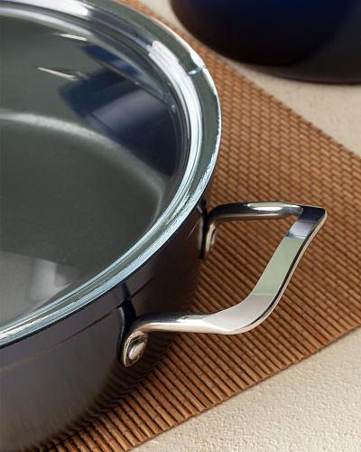 Комплект алюминиевой посуды Titanium 18см, 22см, 26см, 26см - темно синий. 7 предметов.