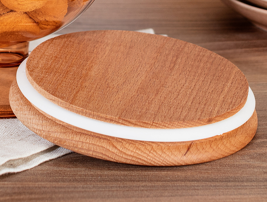 Контейнер для хранения с деревянной крышкой Marion 1600 мл. - янтарный