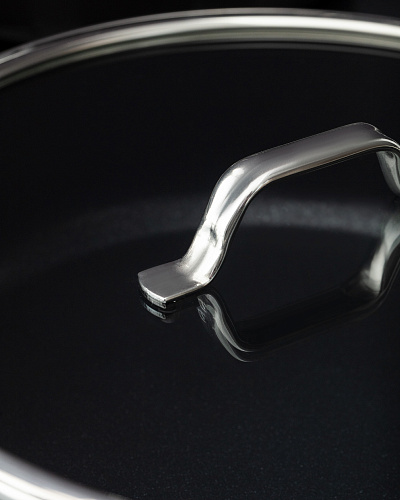 Набор посуды Titanium Enamel из 7 шт., 18-22-26 см. - темно-серый / черный