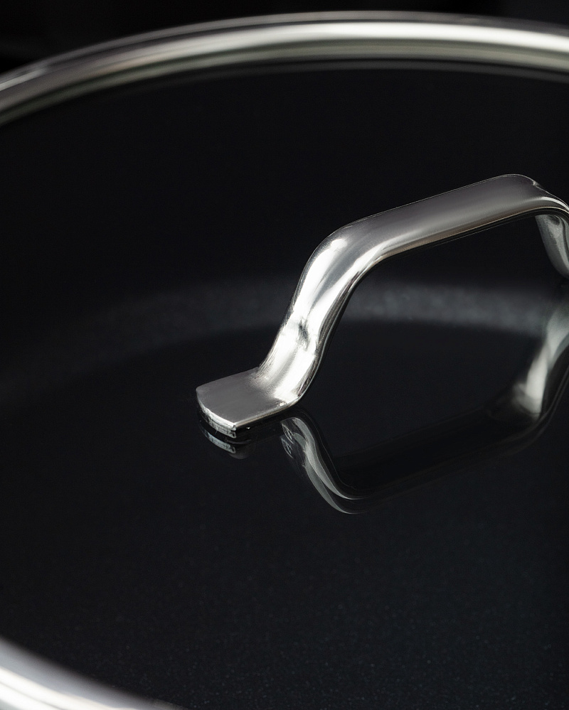 Набор посуды Titanium Enamel из 7 шт., 18-22-26 см. - темно-серый / черный