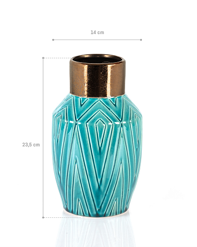 Ваза Aventurin 14x14x23,5 см. - бирюзовая