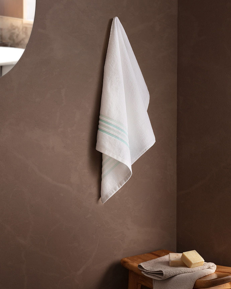 Полотенце для лица Sandy 50х70 см - белое / мятно-зеленое