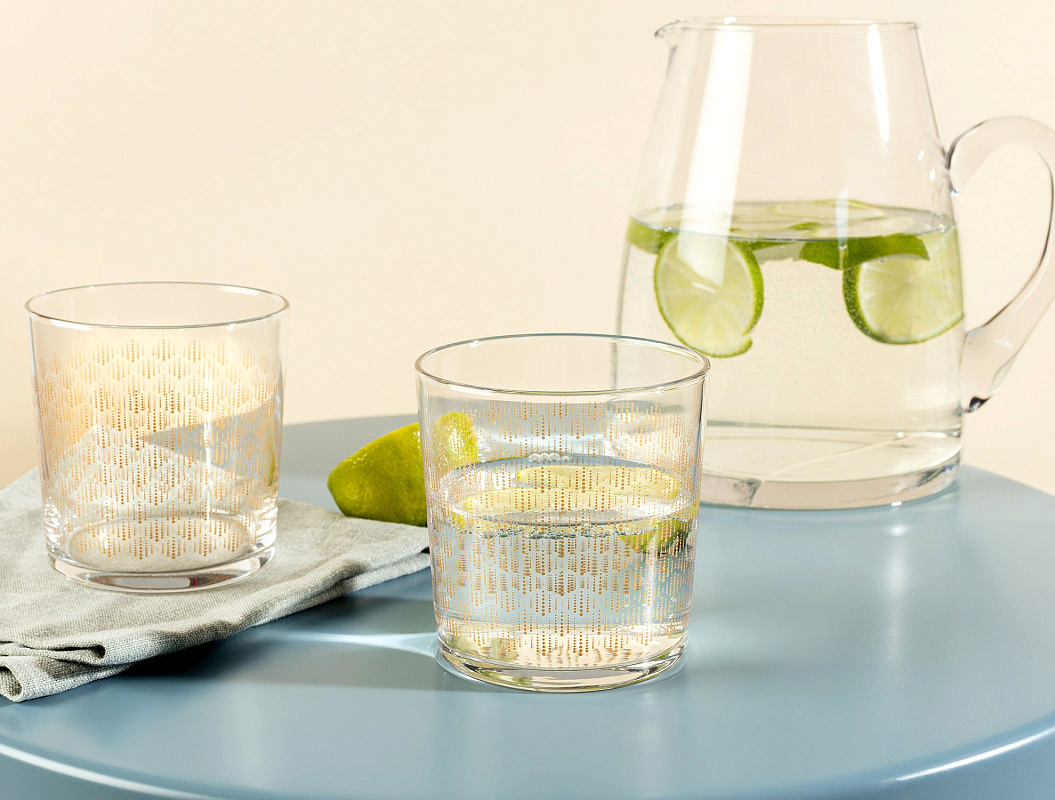 Набор стеклянных стаканов для напитков Pierretta-Golden из 4 шт., 380мл