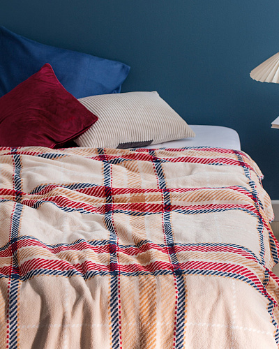 Плед Antonin Welsoft с принтом 200x220 см. - красный / бежевый