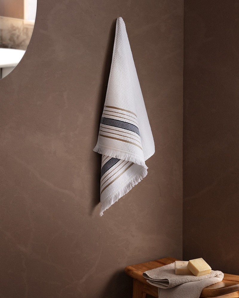 Полотенце для лица Annecy 50х70 см - белое / бежевое