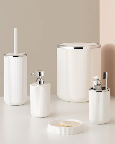 Набор для ванной комнаты Martre Chrome Lautre, из 5 шт - белый / серый