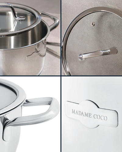 Кастрюля Nova глубокая с крышкой 2400 мл, нержавеющая сталь